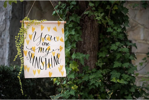 Moslion You Are My Sunshine Garden Flag Vertical Double Sided Yellow Heart Love For Valentine's Day House Flags Home Burlap Banners 12.5x18 Inch f...