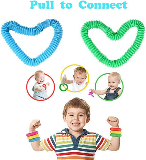 32Pack Pop Tubes, Fidget Tubes for Children and Adult Sensory Fidget Toy Set for Stress and Anxiety Relief Educational Learning Toys for Kids...