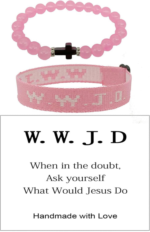 Pingyongchang Christian Cross Gifts What Would Jesus Do Bracelets WWJD Bracelets Letter Matching Couples Protection Braided Rope Inspirational Rel...