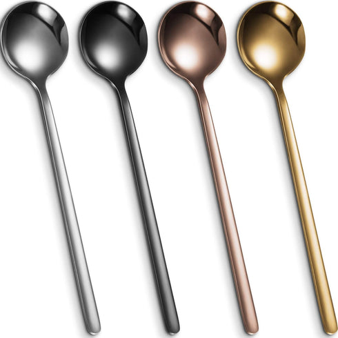 4 Pieces Coffee Spoons Teaspoons Stainless Steel Espresso Spoons Frosted Handle Soup Spoons for Coffee Sugar Soup Ice Cream Dessert Cake Supplies,...