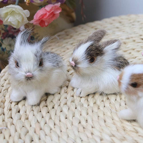 Mini Simulation Rabbits, Realistic Cute Plush Rabbits Lifelike Plush Bunny Realistic Rabbit Miniatures Cute Stuffed Animal Figurines, White Rabbit...