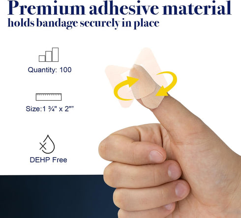 Dynarex Fabric Adhesive Bandages - Sterile & Flexible Fabric Bandages for Wounds - Non-Stick Pads - Individually-Wrapped First Aid Supplies - No L...