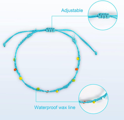 9Pcs Surfer Wave Bracelets for Teen Girls Summer Bracelets Beach Bracelets for Women Adjustable Waterproof Handmade String Bracelets Surfer Bracel...