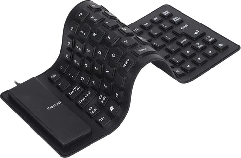 Roll-up Silicone Keyboard, Fully Sealed Silent Soft Keyboard Lightweight Portable USB Wired Keyboard 85 Keys Foldable Waterproof Flexible Keyboard...