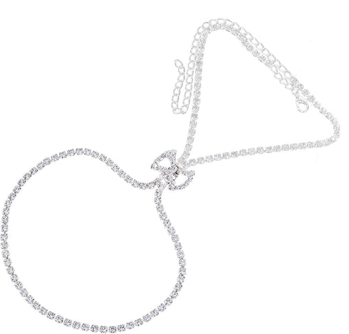 1Pcs Rhinestone Cross High Heel Anklet Chain Shining Rhinestone Foot Chain Jewelry Crystal Foot Bracket Ankle Chain Jewelry for Women(Crystal-silv...