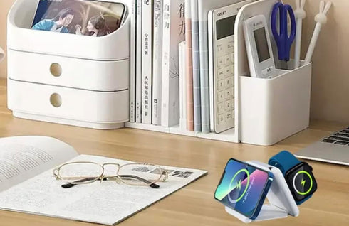 Magnetic 3 in 1 Wireless Foldable Charging Pad Portable Charger for iPhone 15 14 13 12 Pro/Max/iWatch/Apods (Black), Jigsell03...