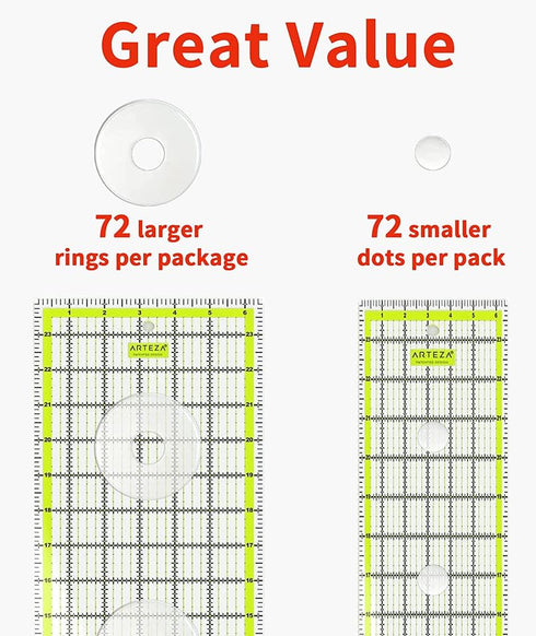 24Pcs White Non-Slip Silicone Grips for Quilt Templates, Non-Slip Adhesive Rings, Quilting Rulers Sewing Rulers, Non-Slip Ruler Grip Rings, Adhesi...