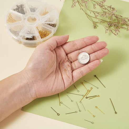Craftdady 650pcs Mixed Color Open Eye Pins 16-30mm Iron Head Pins for Jewelry Making, Hole: 2mm...