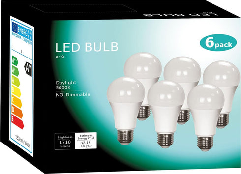LED Light Bulbs 100 Watt Equivalent 1710 Lumens, A19 12.3W Super Bright Daylight White 5000K LED Bulbs, Standard E26 Medium Screw Light Bulbs Non-...
