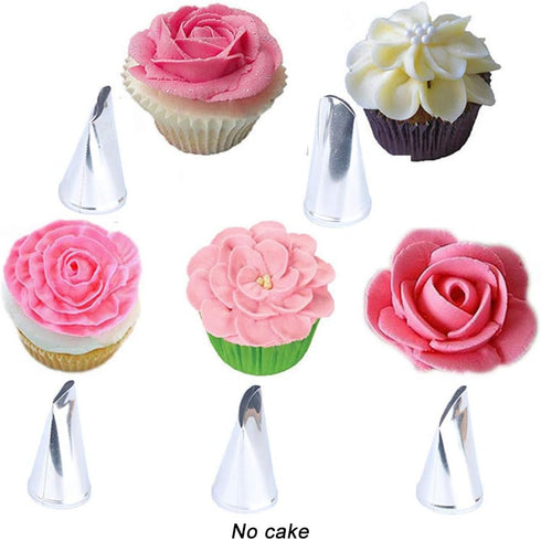 BeeSpring Rose Petal Nozzles,DIY Stainless Steel Icing Piping Nozzle,Cake Decoration Icing Tips Ideal Pastry DIY Tools Kit for Cupcakes and Backin...