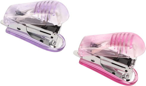 Hand Stapler, 2-Piece Mini Stapler with Pin Puller for Binding Documents (Purple Pink)...