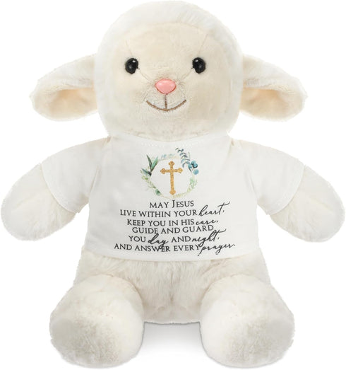 10 Inch Baptism Gifts for Girls Boys Baby Praying Lamb Dolls with Clothing Christening Dedication Gift Soft Lamb Stuffed Animal Religious Gifts fo...