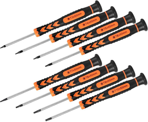 TEKPREM 8 in 1 Security Torx Screwdrivers with T3 T4 T5 T6 T7 T8 T9 T10 Torx Bit,Complete Torx Repair Kit for Mac Mini,iMac,Xbox Controller,PS3,PS...