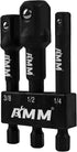 AMM Power Drill Sockets Adapter Sets,3-Piece Hex Shank Impact Driver Socket Adapter, Socket to Drill 1/4" 3/8" 1/2" Adapter...