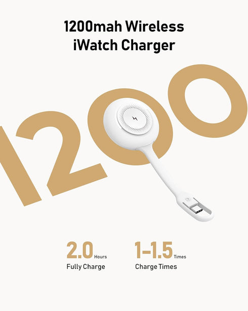 Portable Apple Watch Charger, 1200mAh Magnetic Keychain Wireless Power Bank Watch Charger for iWatch, Portable Magnetic Smart Watch Charger for Ap...