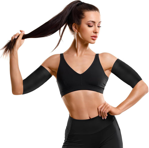 HEALLILY 1 Pair Black Slimming Arm Sleeves Elastic Compression Arm Shapers for Women Weight Loss Post Surgical Compression Sleeves...