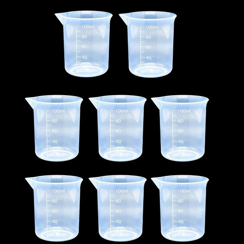 8 Pcs Epoxy Mixing Cups, 100ml/3.4oz Plastic Graduated Cup Clear Measuring Cup for Mixing Paint, Stain, Epoxy, Resin...