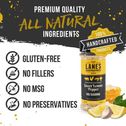 Lane's Sweet Lemon Pepper Seasoning, All-Natural Lemon Seasoning Blend with Citrus, Lemon Pepper Powder, and Honey, Made in USA, 4.6 Oz...