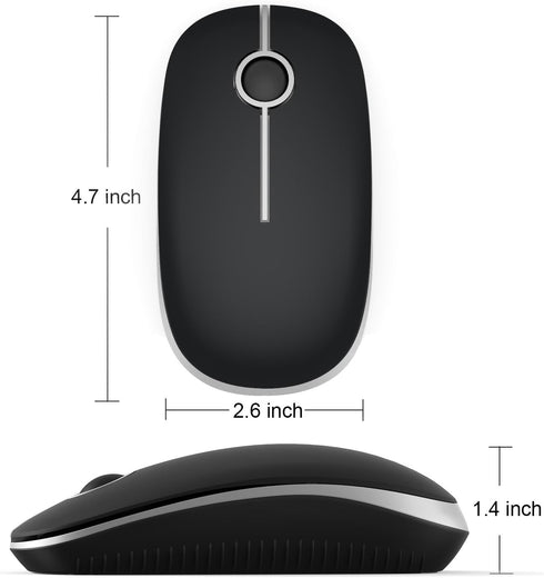 VssoPlor Wireless Mouse, 2.4G Slim Portable Computer Mice with Nano Receiver for Notebook, PC, Laptop, Computer (Black and Silver)...