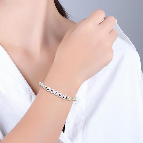 Bride Pearl Beaded Bracelet, Bride Bracelet Adjustable Exquisite Beaded Bracelet Bridesmaid Gift Bachelorette Bracelets Jewelry for Bridal Shower ...