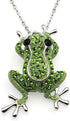 VALICLUD 3D Green Frog Necklace for Women Crystal Frog Jewelry Frog Brooch with Silver Chain Alloy Frog Stuff Animal Frog Jewelry Frogs Charm (5. ...