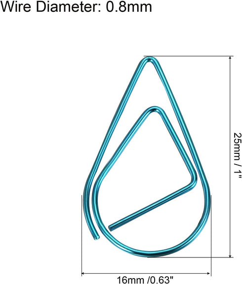 MECCANIXITY Paper Clip Drop-Shaped Cute Decorative Clips Bookmarks with Box 1 Inch Blue for Organize Office Home, Pack of 100...