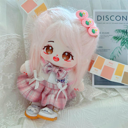 niannyyhouse 20cm Plush Doll Clothes Hairpin Shirt Skirt Jk Uniform Set 8in Soft Stuffed Plush Toy Dress Up Accessories (Pink)...