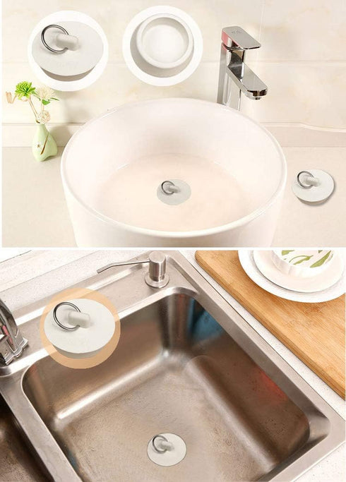 Bath Tub Drain Stoppers, 4 Pieces Sink Bathtub Plug Rubber Kitchen Bathroom Laundry Bar Water Stopper Seal with Hanging Ring for Shower Faucet Cov...