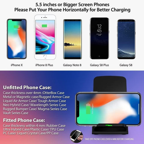 Wireless Charger for Apple iPhone 14| 13 | 13 Mini | 13 Pro | 13 Pro Max | 12 Mini | 12 Pro Max | 11 | Xs Max | Xr | X | 8 | 8 Plus | SE 2020 Qi-C...