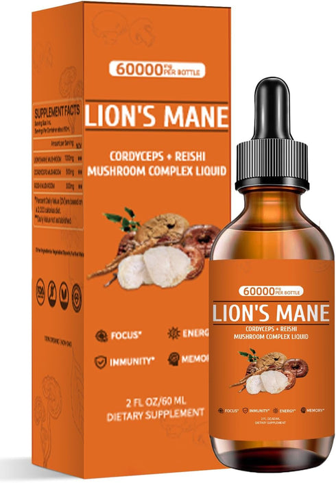 Lions Mane Mushroom Supplement for Memory, Focus & Clarity, Mushroom Supplement with Lion's Mane, Cordyceps, Reishi for Natural Immune Support, No...