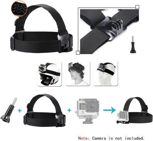 Action Camera Head Mount Strap Wearing Head Belt Compatible with Gopro Hero 12 11 10 9 8 7 6 5/AKASO EK7000 Brave 4 Brave 7 LE/Dragon Touch/Apexca...