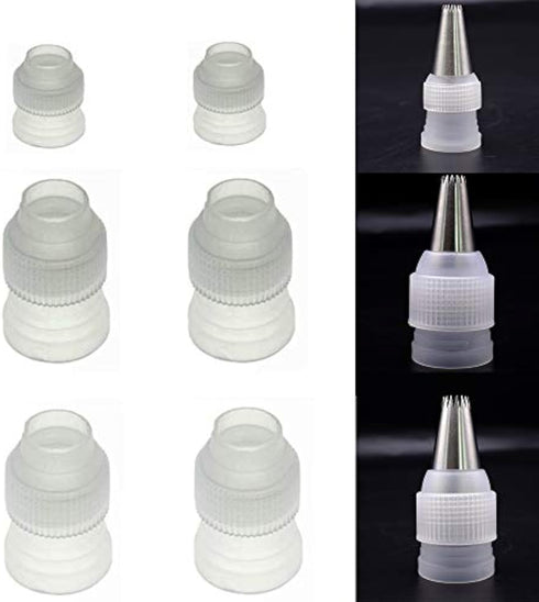 6 Pack Piping Nozzles Coupler, Couplers Adaptor Cake Decorating Tools, 3 Size Couplers for Icing Nozzles...