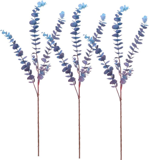 3 Pcs Soft Touch Artificial Eucalyptus Leaves Spray 31.5" Fake Silver Dollar Greenery Stems for Home Wedding Floral Arrangement, Blue...