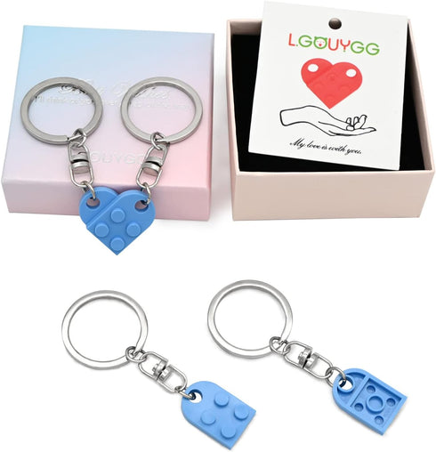 Matching Brick Keychain for Couples, Cute Heart Shape Keychains Set, Sweet Gifts for Girlfriend Boyfriend Friendship...