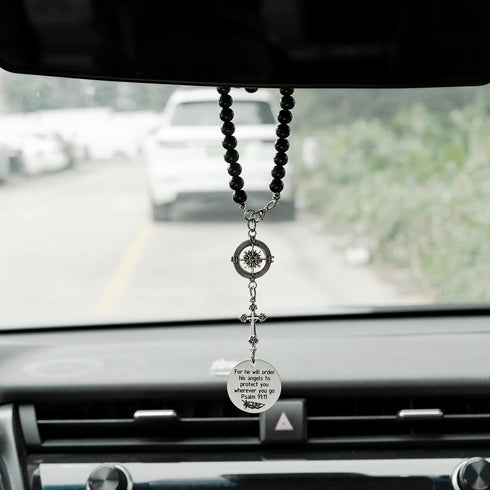 Cross Hanging Ornaments for Car Rear View Mirror, Metal Cross Car Charm Pendant Rear View Mirror Hanger Decor for Lover Family Christian Gifts...