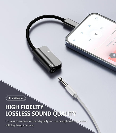 3.5mm to Lightning Compatible for iPhone Splitter Headphone Adapter Audio Apple Dongle Jack AUX Adaptador para Earphone 2 in 1 Phone Earbud and Ch...