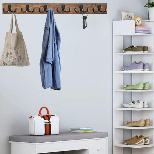 Coat Hooks Hardware, 10Pcs Wall Hooks Heavy Duty Hooks for Hanging Coats No Rust Double Robe Hook Wall Mounted for Key Towel Bags Cup Hat (Black)...