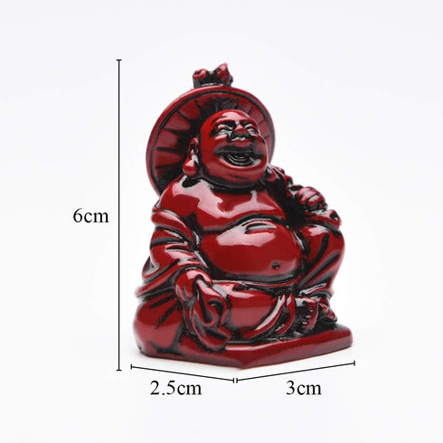 BRABUD Feng Shui 2in Red Resin Laughing Buddha Statue Figurines Set of 6 BS001...