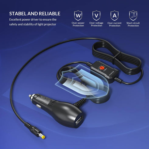 34W Car Charger Adapter with 5V 2A USB Port, 3V 4.5V 5V 6V 7.5V 9V 12V 2A Auto Cigarette Lighter Male Plug Truck Power Supply Adapter Cable for Ca...