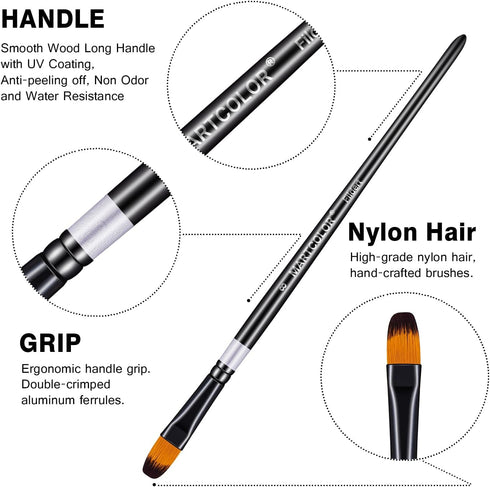 Paint Brushes Set for Acrylic Painting, 16 pcs Nylon Hair Paint Brushes for Oil Watercolor Face Body Rock Painting Artist, Art Painting Brush Kits...