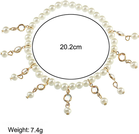 Boho Pearl Pendant Ankle Bracelet Gold Crystal Pearl Drop Anklet Bracelet Vintage Pearl Bead Chain Anklet Crystal Pearl Tassel Anklets Foot Chain ...