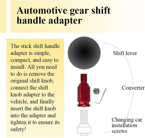 ASUBHA Gear Shift Knob Adapter, Aluminum Alloy Automatic Shifter Adapter, Universal Car Interior Accessories Shifter Knob Boot Retainer Gear Stick...