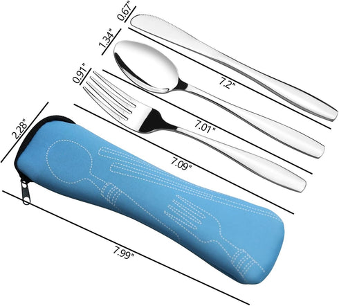 6-Piece Stainless Steel Travel Camping Flatware, Lunch Cutlery Set with Case...