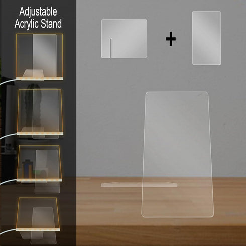 Acrylic LED Note Board Writing Message Pad with Stand Glowing Dry Erase Board Brightness Adjustable DIY Night Light Birthday Christmas for Kids (6...