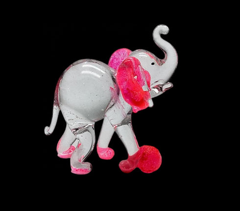 Garden Deco Glow in The Dark Pink Elephant Kick Football Hand Blown Art Glass Figurine Ornament Sculpture...