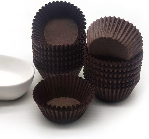 Greaseproof Mini Cupcake Liners, Premium Paper Baking Cups for Party Celebration,(Brown, 300-count)...