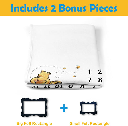 The Pooh Bear Baby Stuff, Honey Baby Monthly Milestone Blanket for Newborn Baby Boy & Girl Photo Taken - Baby Age Blanket with 2 Frame...