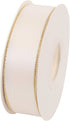 ITIsparkle 1" Inch Double Faced Satin Ribbon 25 Yards with Gold Edges, 1" X 25Yd - Ivory...