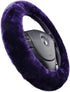 Furry Fluffy Wool Sheepskin car Steering Wheel Cover for Girls Women Universal car 14 1/2-15 1/2inchs (Lilac)...