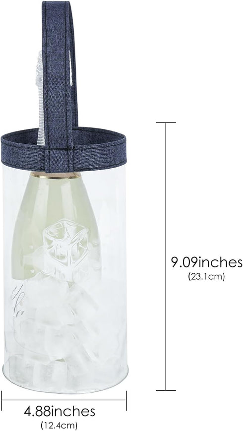 SHIDOW Ice Bag Collapsible wine Cooler Bag, Ice wine Bag Collapsible Clear wine Cooler Bag PVC wine Pouch Bags, for Party, Camping, Picnic, Chille...